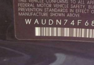 VIN prefix WAUDN74F68N1