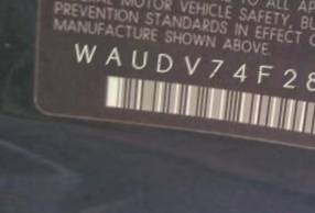 VIN prefix WAUDV74F28N1