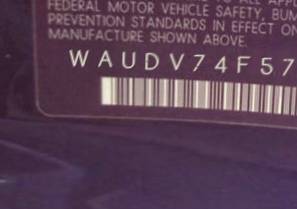 VIN prefix WAUDV74F57N0