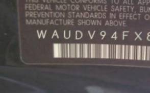 VIN prefix WAUDV94FX8N1