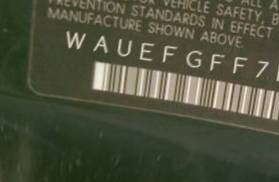 VIN prefix WAUEFGFF7F10