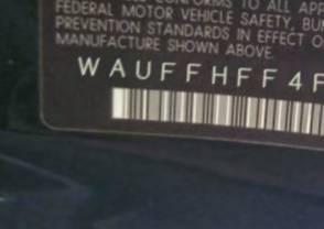 VIN prefix WAUFFHFF4F10