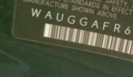 VIN prefix WAUGGAFR6EA0