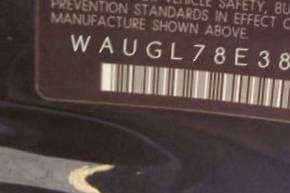 VIN prefix WAUGL78E38A1