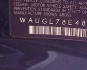 VIN prefix WAUGL78E48A0