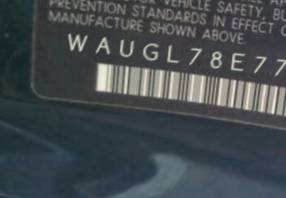 VIN prefix WAUGL78E77A2