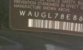 VIN prefix WAUGL78E86A2