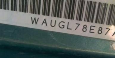 VIN prefix WAUGL78E87A1