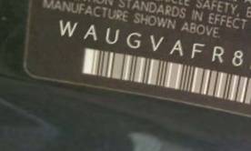 VIN prefix WAUGVAFR8BA0