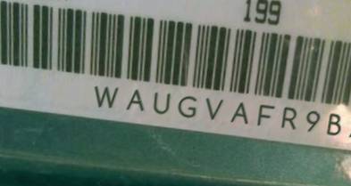 VIN prefix WAUGVAFR9BA0