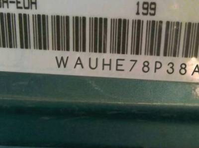 VIN prefix WAUHE78P38A1