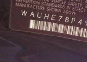 VIN prefix WAUHE78P49A0