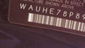 VIN prefix WAUHE78P89A0