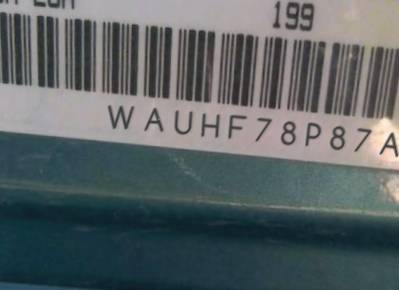 VIN prefix WAUHF78P87A1