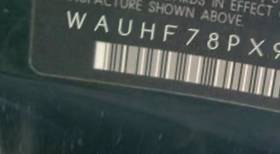 VIN prefix WAUHF78PX9A0