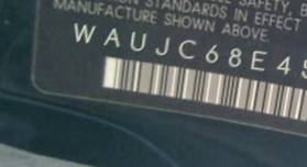 VIN prefix WAUJC68E45A1