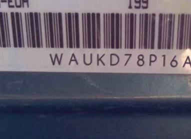 VIN prefix WAUKD78P16A0