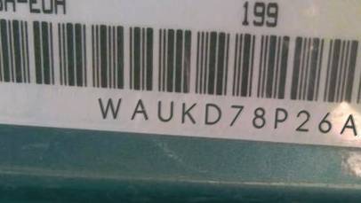 VIN prefix WAUKD78P26A1