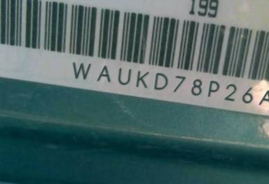 VIN prefix WAUKD78P26A2