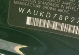 VIN prefix WAUKD78P27A1