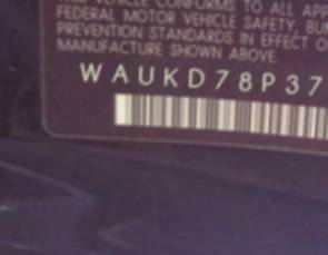 VIN prefix WAUKD78P37A1