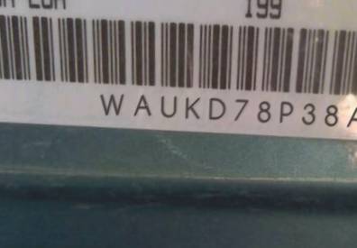VIN prefix WAUKD78P38A0