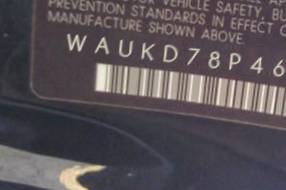 VIN prefix WAUKD78P46A0