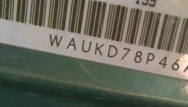 VIN prefix WAUKD78P46A1