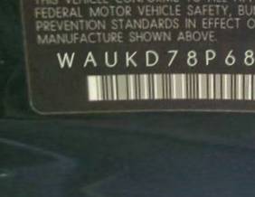 VIN prefix WAUKD78P68A1