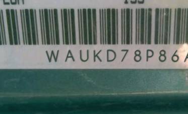 VIN prefix WAUKD78P86A7