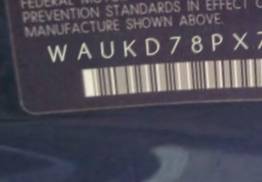 VIN prefix WAUKD78PX7A1