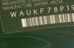 VIN prefix WAUKF78P19A1