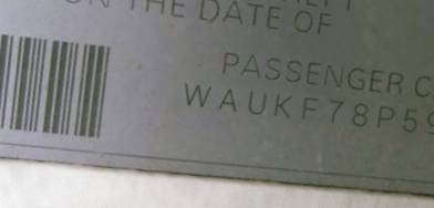 VIN prefix WAUKF78P59A0