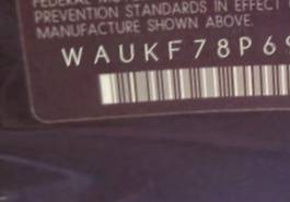 VIN prefix WAUKF78P69A1