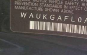 VIN prefix WAUKGAFL0AA1