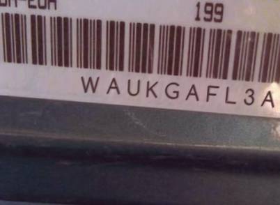 VIN prefix WAUKGAFL3AA0