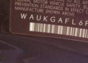 VIN prefix WAUKGAFL6FA0