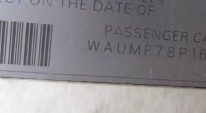 VIN prefix WAUMF78P16A0