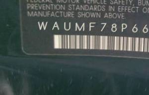 VIN prefix WAUMF78P66A0