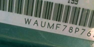 VIN prefix WAUMF78P76A1