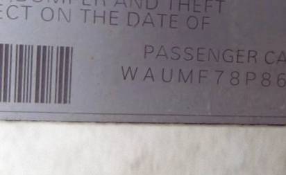 VIN prefix WAUMF78P86A1