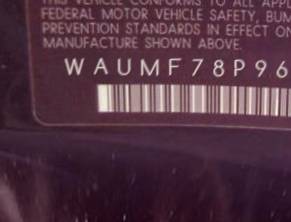 VIN prefix WAUMF78P96A0
