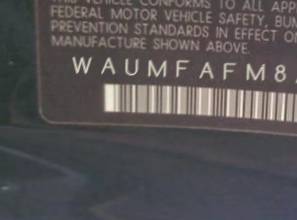 VIN prefix WAUMFAFM8AA1