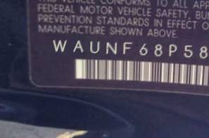 VIN prefix WAUNF68P58A0