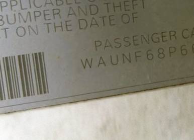 VIN prefix WAUNF68P66A0