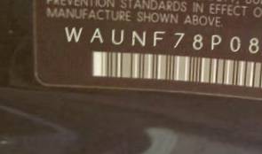 VIN prefix WAUNF78P08A0