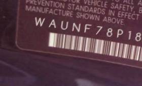 VIN prefix WAUNF78P18A0