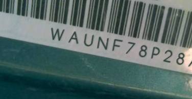 VIN prefix WAUNF78P28A0