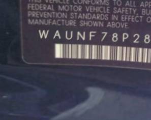 VIN prefix WAUNF78P28A1