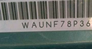 VIN prefix WAUNF78P36A0